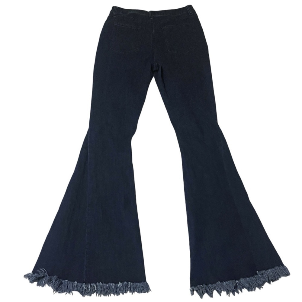 CATO Dark Wash High Rise Raw Hem Flare‎ Bellbottom Retro Jeans Women's 8 Long